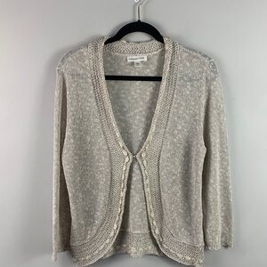 Coldwater Creek Women's Beige-Cream Open Knit Linen Blend Cardigan NEW!